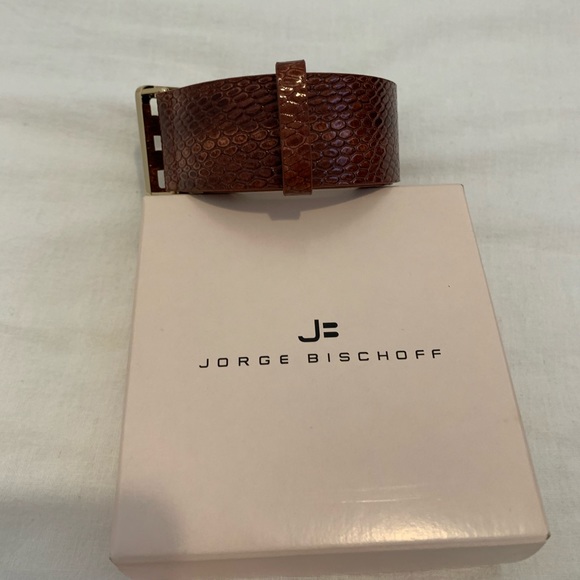 Jorge Bischoff Red Leather Belt with gold buckle. - Picture 3 of 3